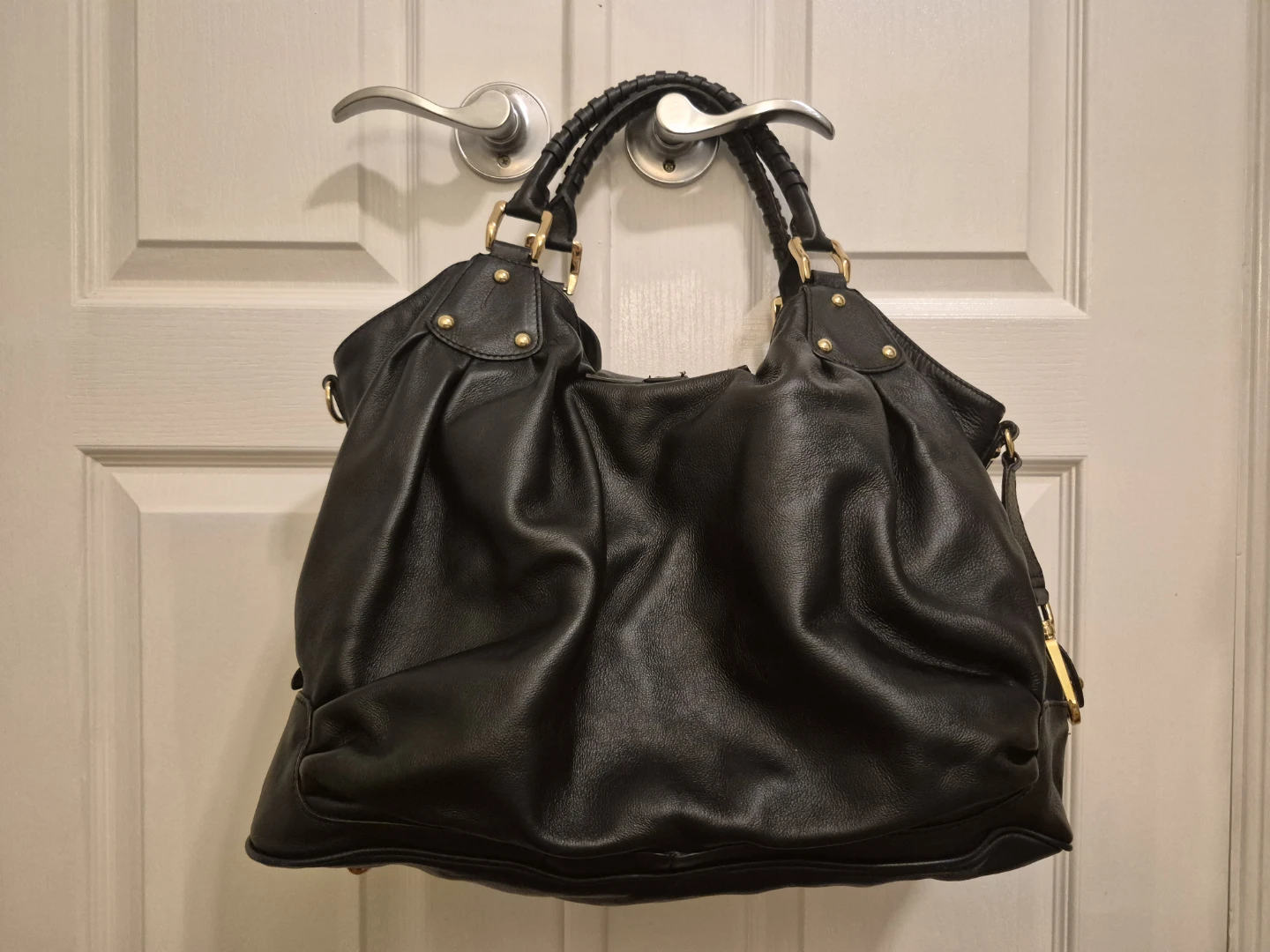 Halston Heritage Brandy Black Leather Satchel Bag - photo 2
