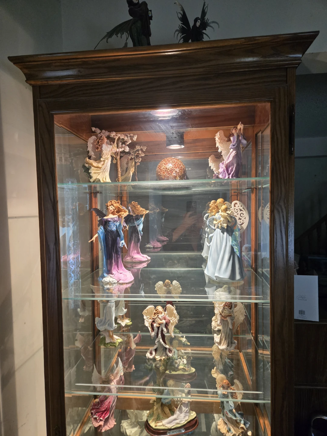 Two Curio Oak Display Cabinets - photo 2