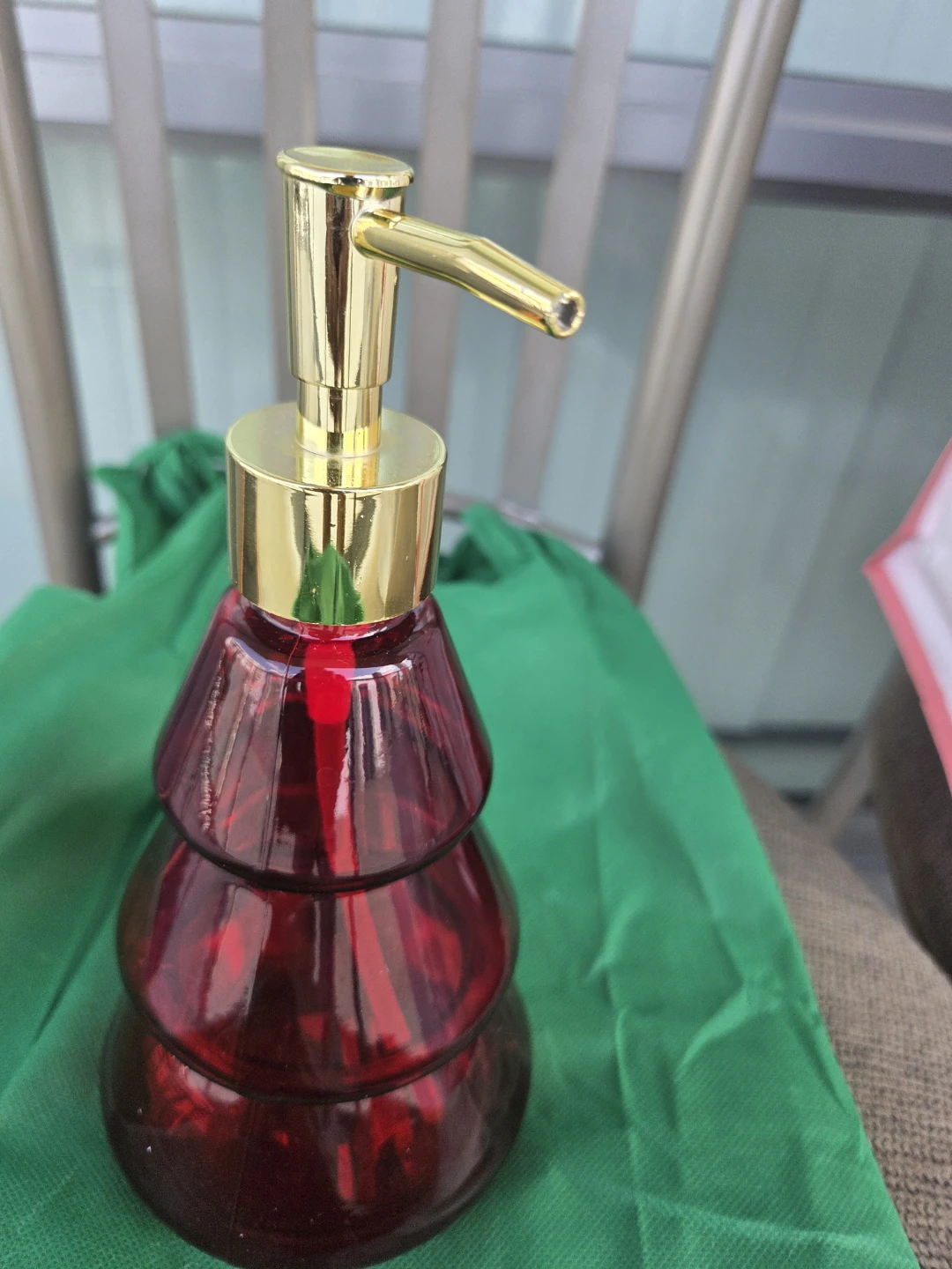 Glass Soap Dispenser - Red Tree Shape