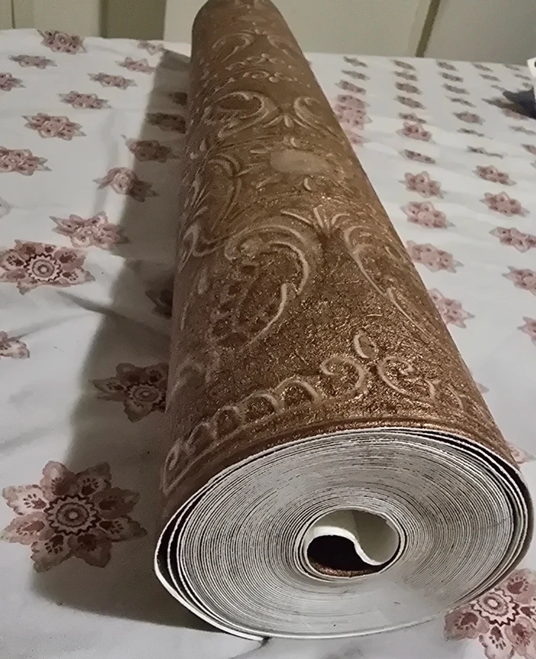 Beautiful Textured Bronze Damask Wallpaper Roll - photo 5