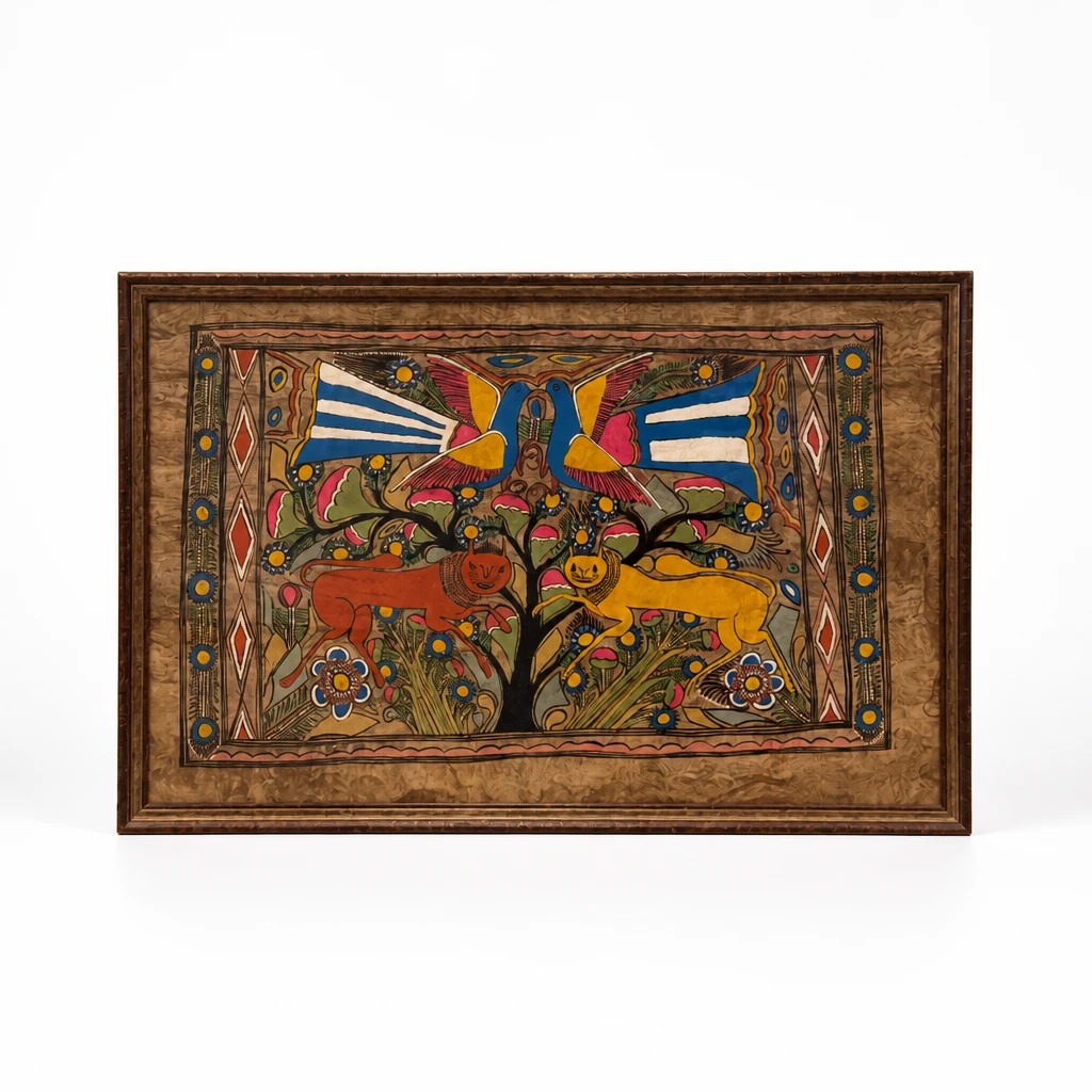 Vintage Mexican Folk Art Tree of Life Painting - photo 3