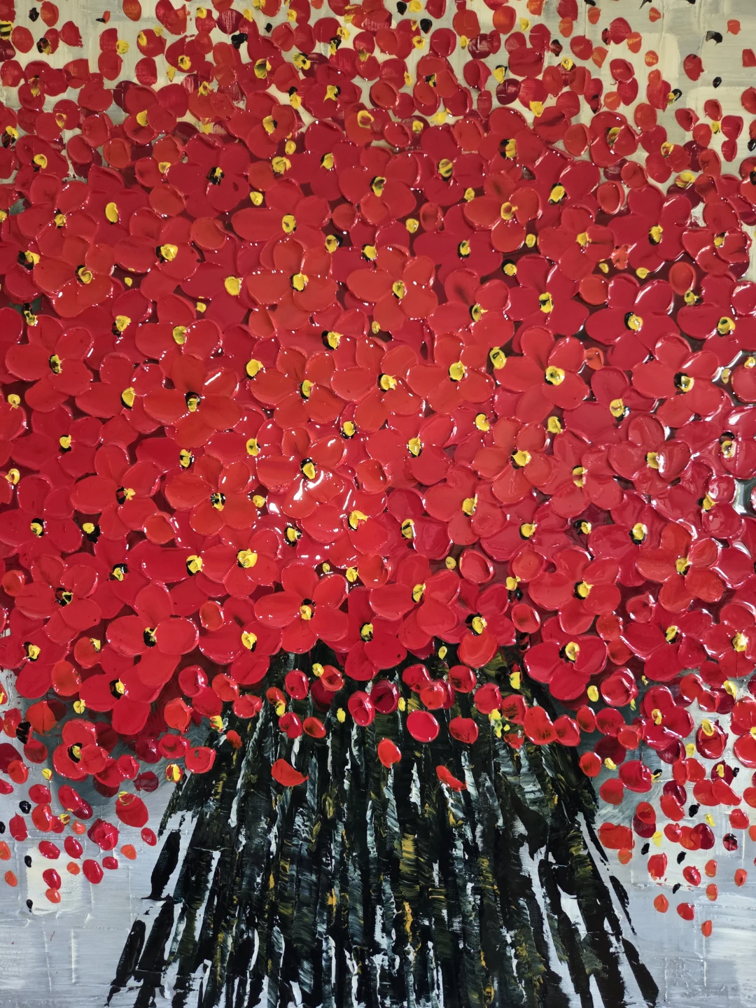 Large Original Textured Floral Painting – 36" x 48", Signed - photo 3