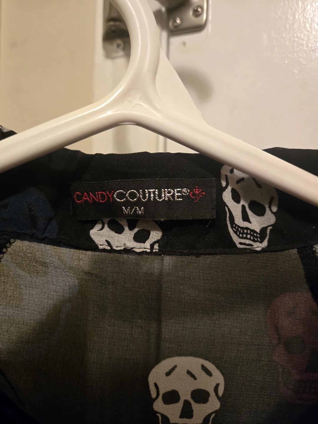Candy Couture Skull Print Sheer Button-Up Shirt M/L - photo 2