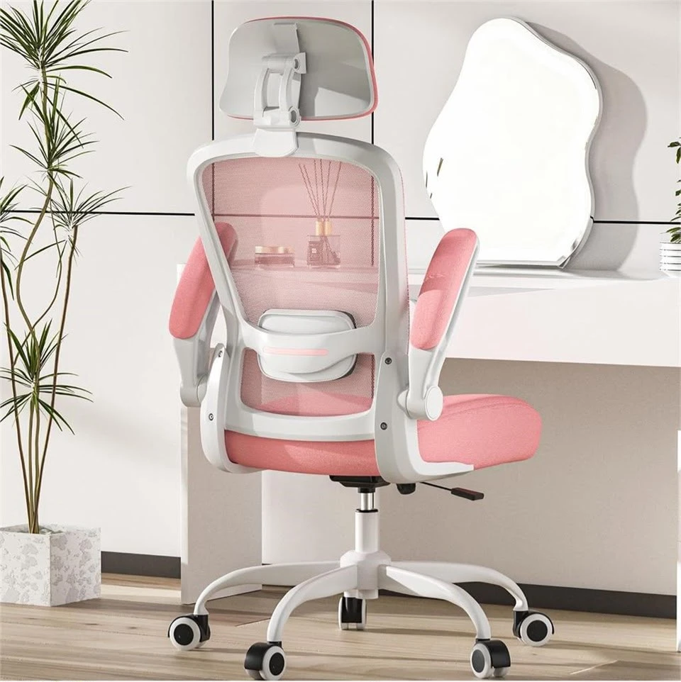 Pink Ergonomic Office Chair with Headrest - photo 2
