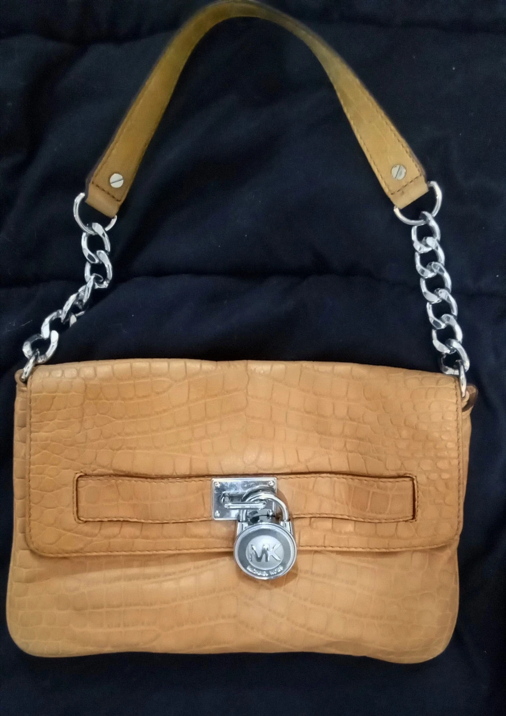 Michael Kors Tan Croc Embossed Shoulder Bag
