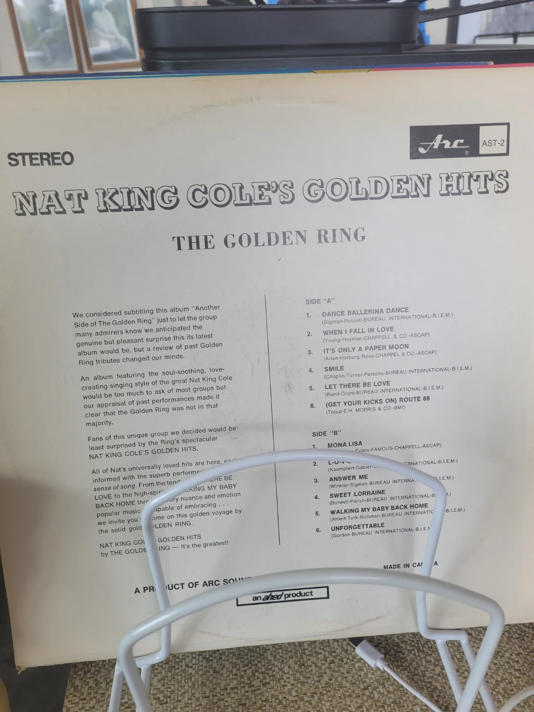 VG cdn cover for Nat King Cole's Golden Hits The Golden Ring LP - photo 2