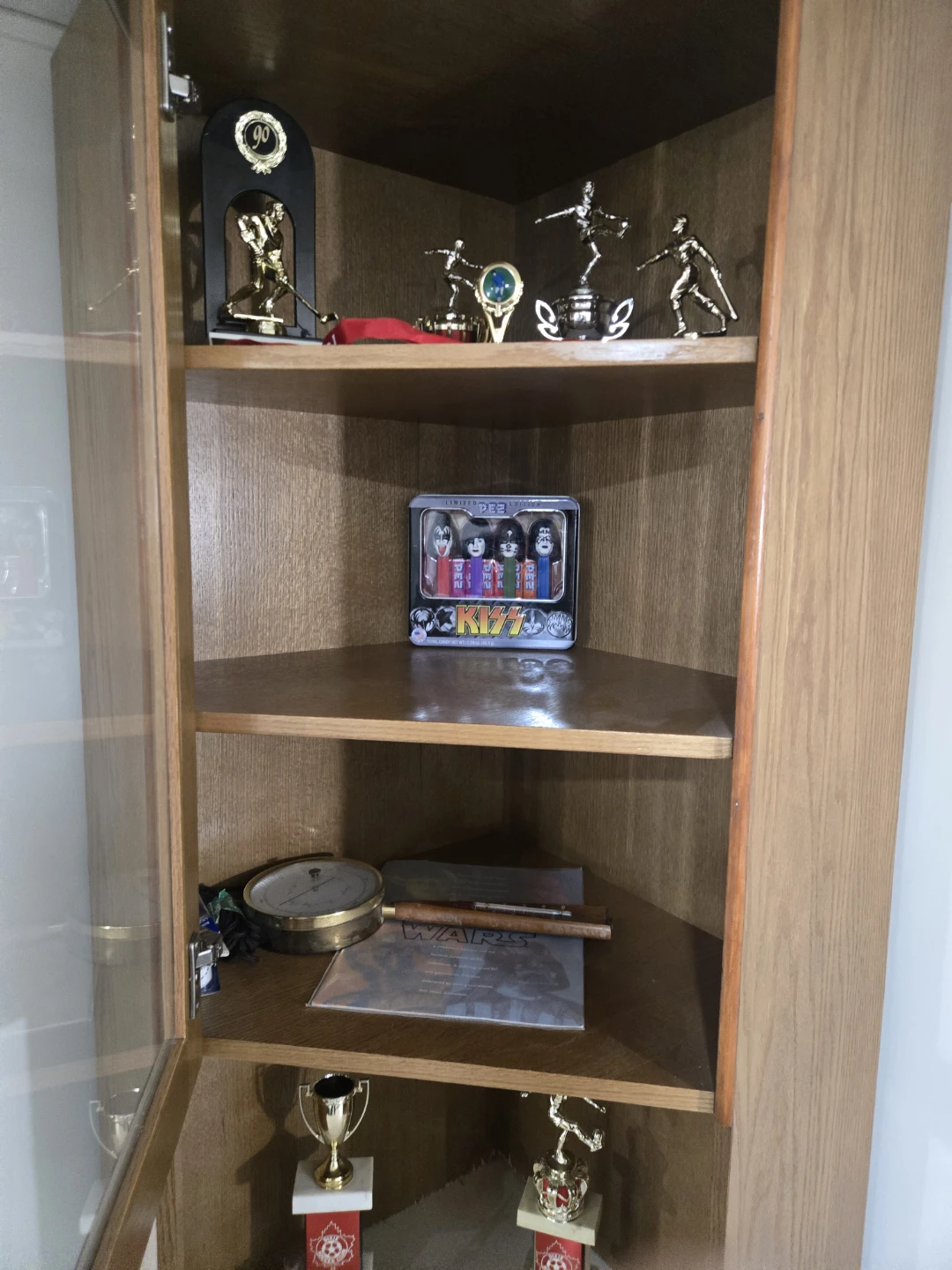 Custom Wooden Corner Cabinet with Glass Door..Two pieces. - photo 5