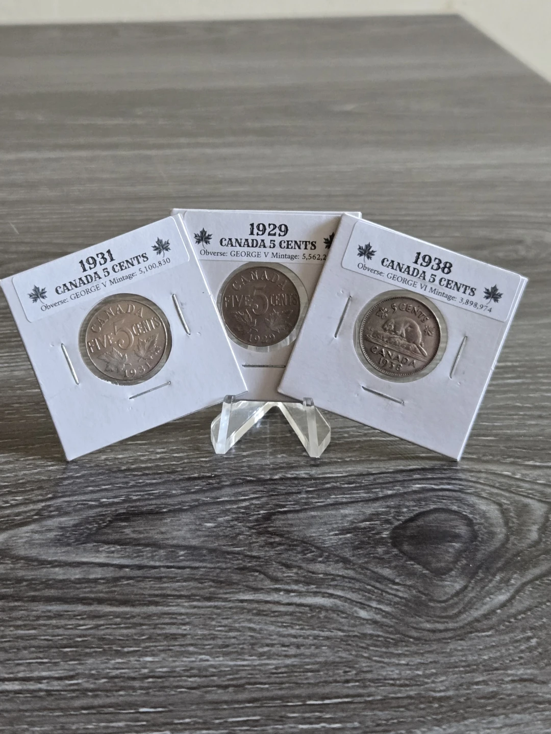 Canada 5 Cents Coins - 1931, 1929, 1938