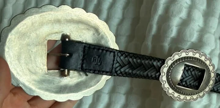 Lauren Ralph Lauren Black Braided Concho Belt
