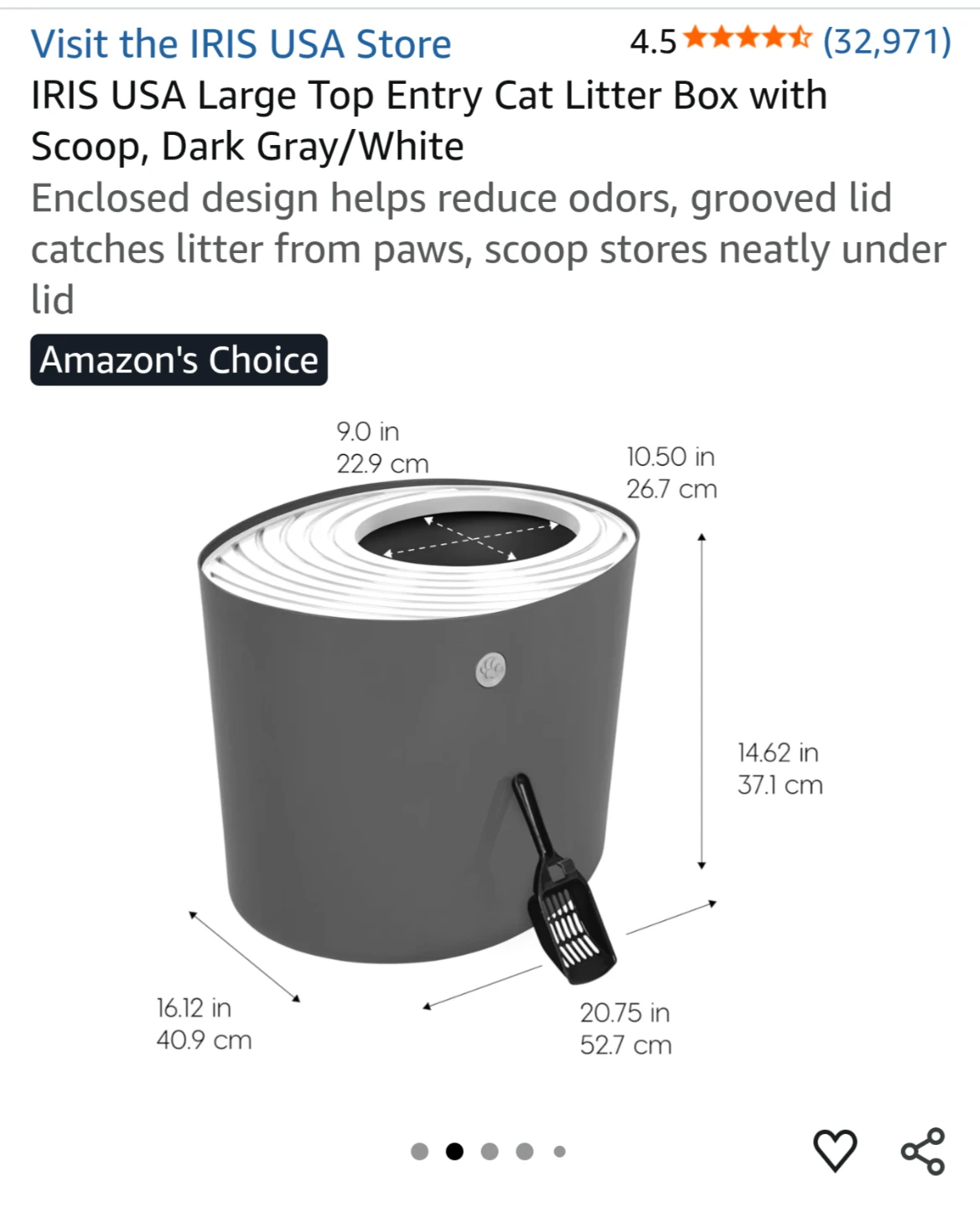Large Top Entry Cat Litter Box, Dark Gray - photo 5