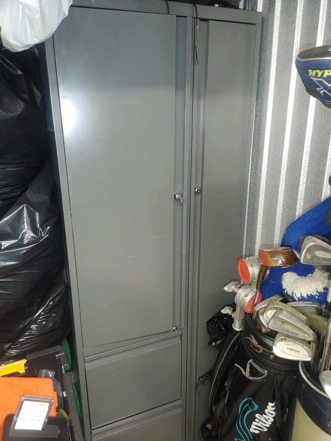 Grey Metal Storage Cabinet with Lockable Doors