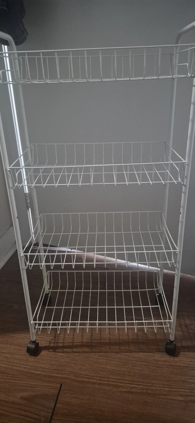 White 4-Tier Wire Rolling Cart