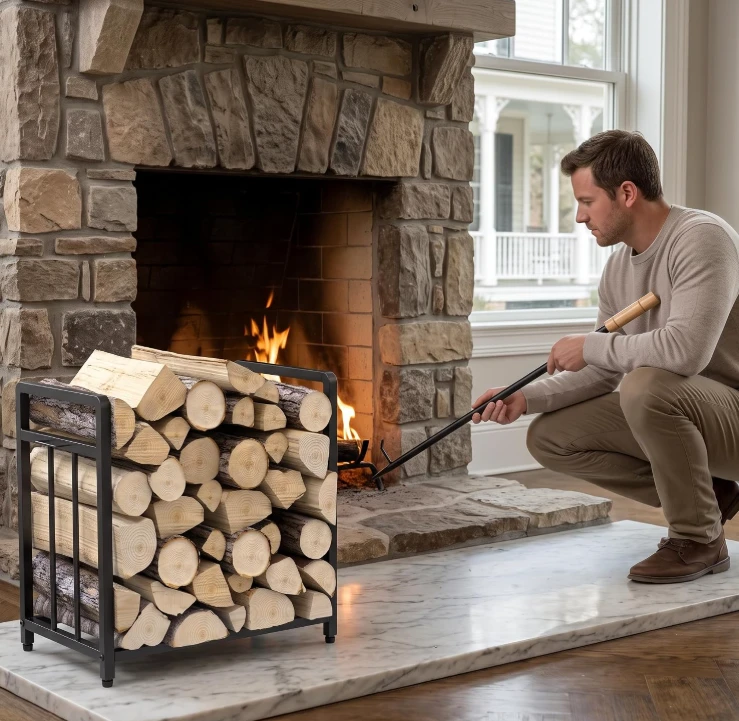 Heavy-Duty Steel Firewood Log Rack with Tools - photo 4