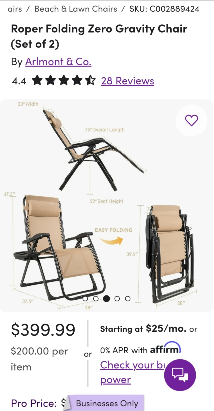 2 Pc ROPER Folding Zero Gravity Chairs - photo 5