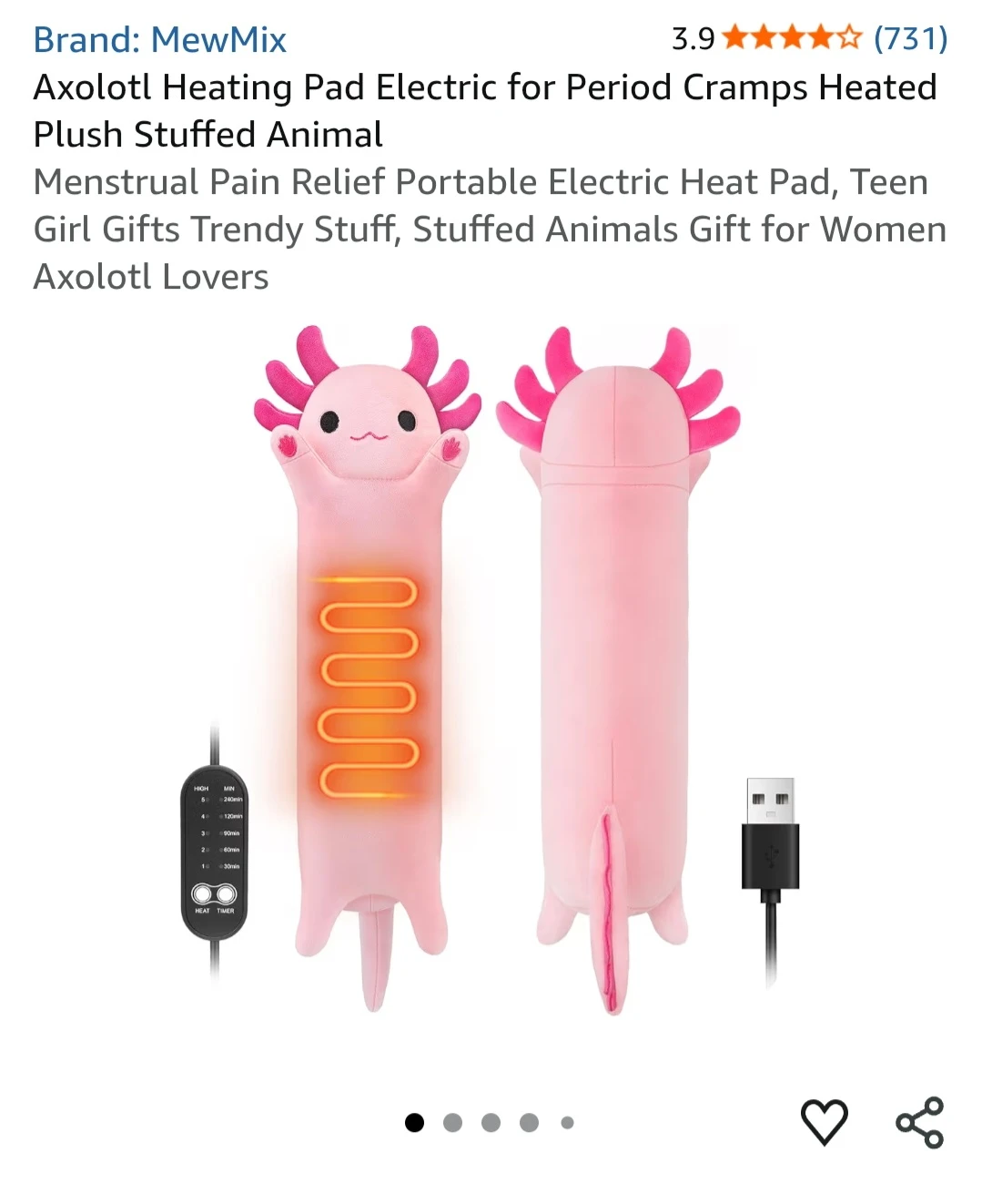 Axolotl Heating Pad Plush