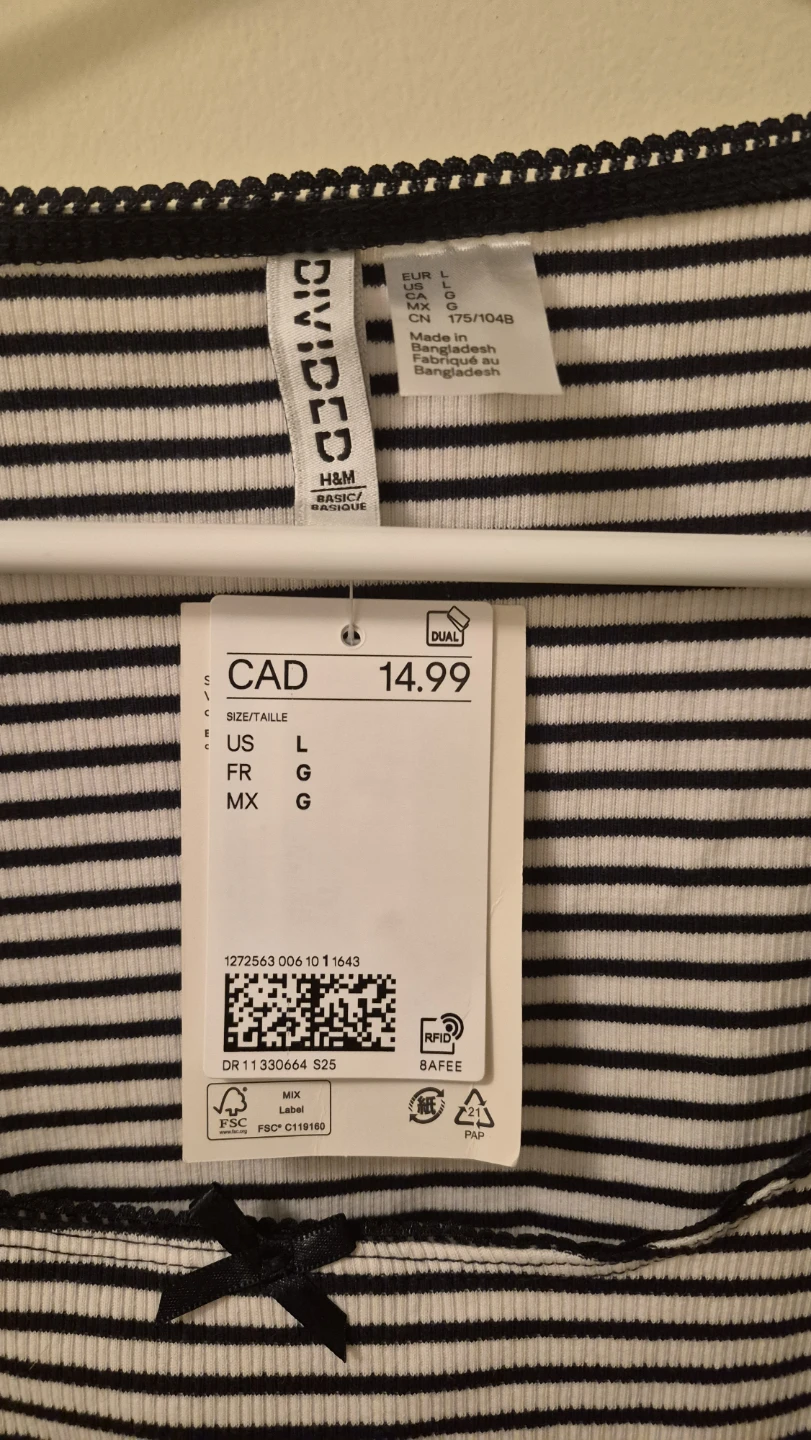 New! H&M Striped Ribbed Tank Top - Size L - photo 3