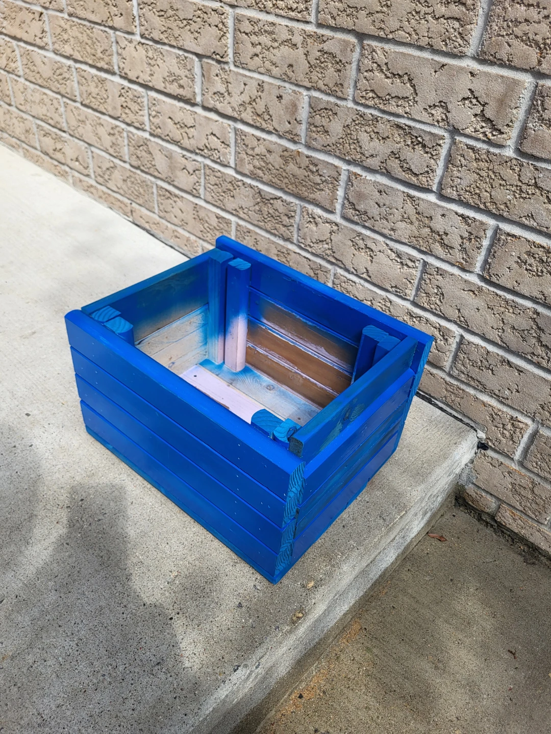 Small Blue Wooden Planter Box