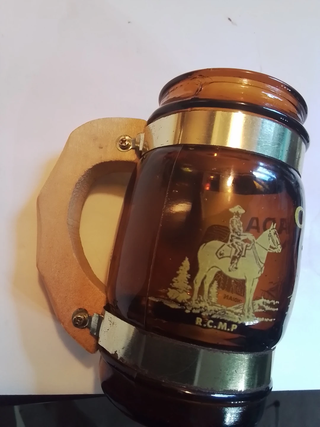 Set of 6 Vintage Canada Themed Amber Glass Mugs - photo 2