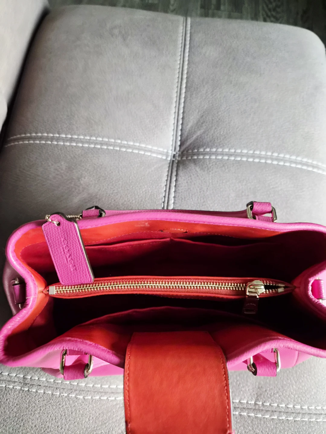 Coach Pink Floral Leather Satchel Handbag - photo 4