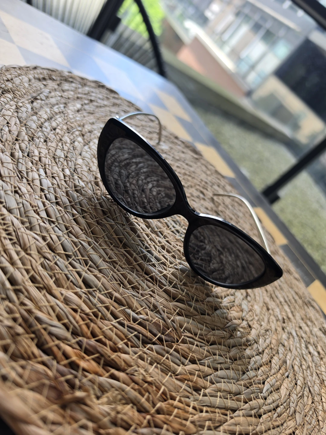 Black Cat-Eye Sunglasses with Pouch