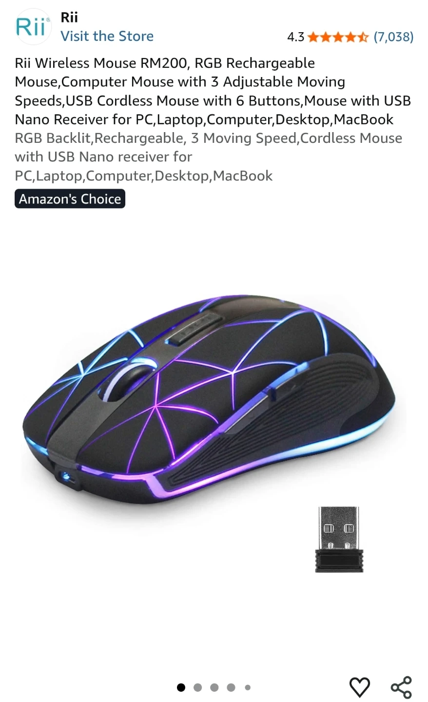 Rii RF2.4G Hz Wireless Optical Mouse RM200