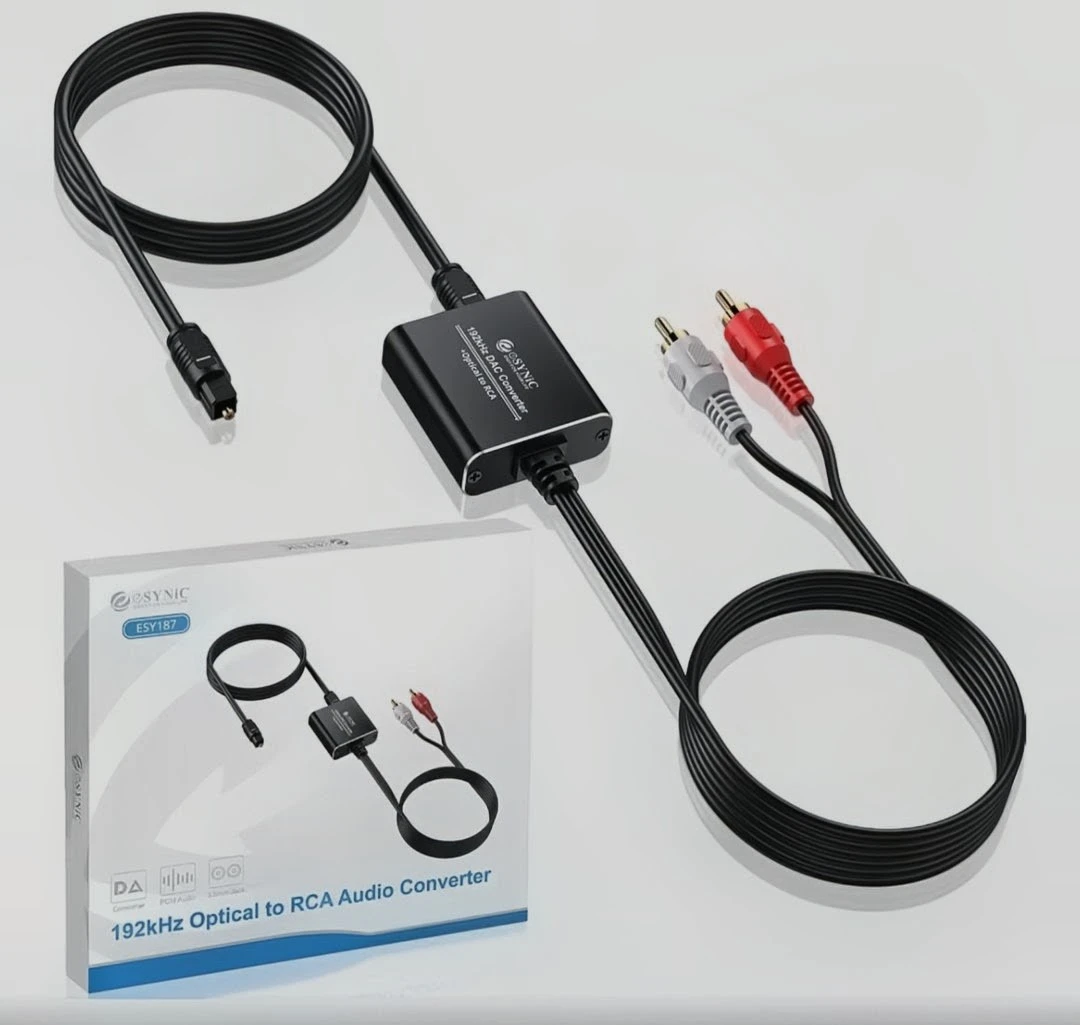 Esynic 192kHz Optical to RCA Audio Converter