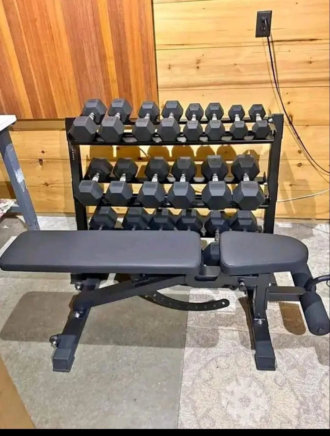DUMBBELLS WITH RACK AND BENCH