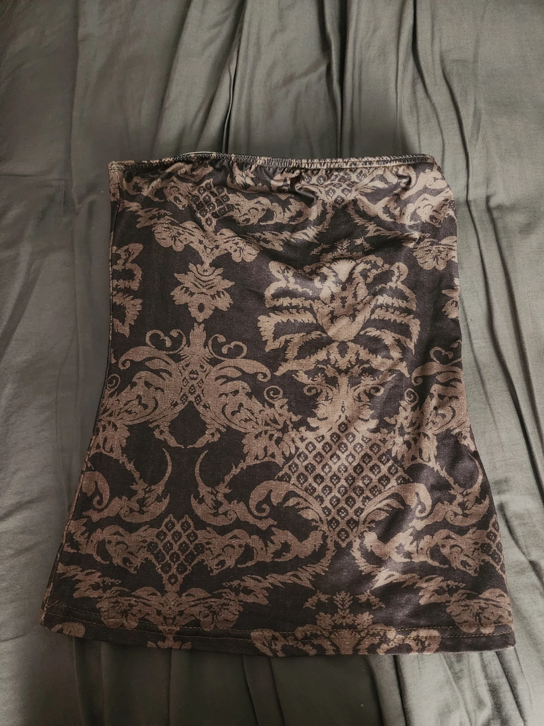 Strapless damask print tube top SHEIN