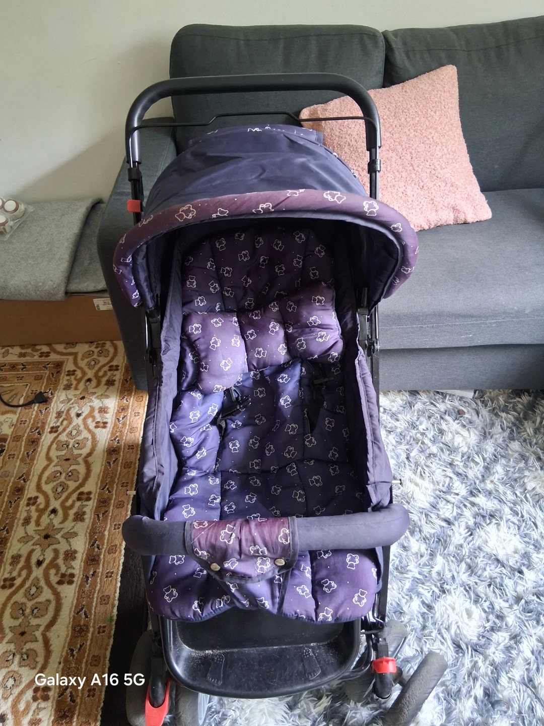 Babyhug Purple Stroller with Cloud Pattern