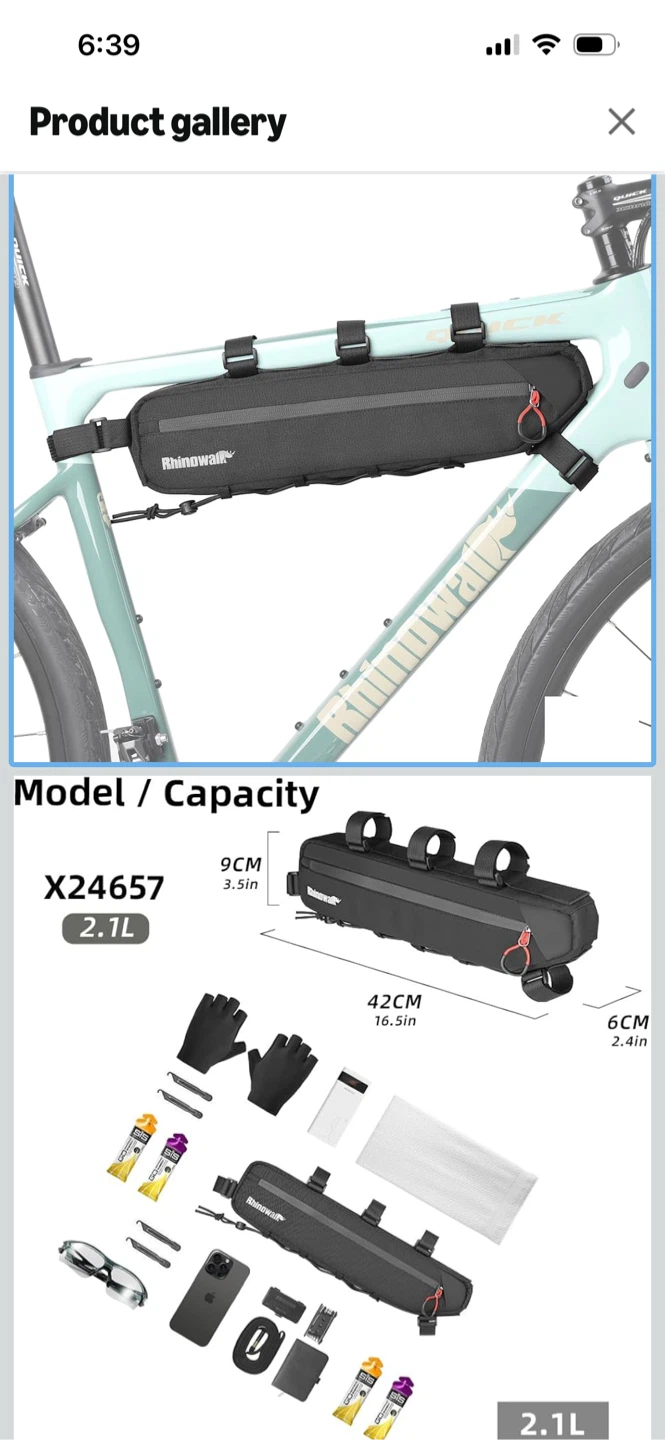 New-Rhinowalk Bicycle Frame Bag X24657 - 2.1L