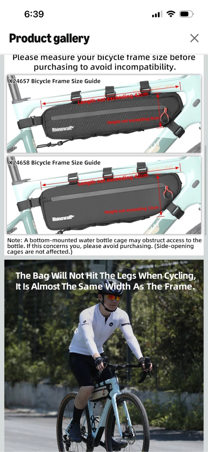 New-Rhinowalk Bicycle Frame Bag X24657 - 2.1L - photo 2