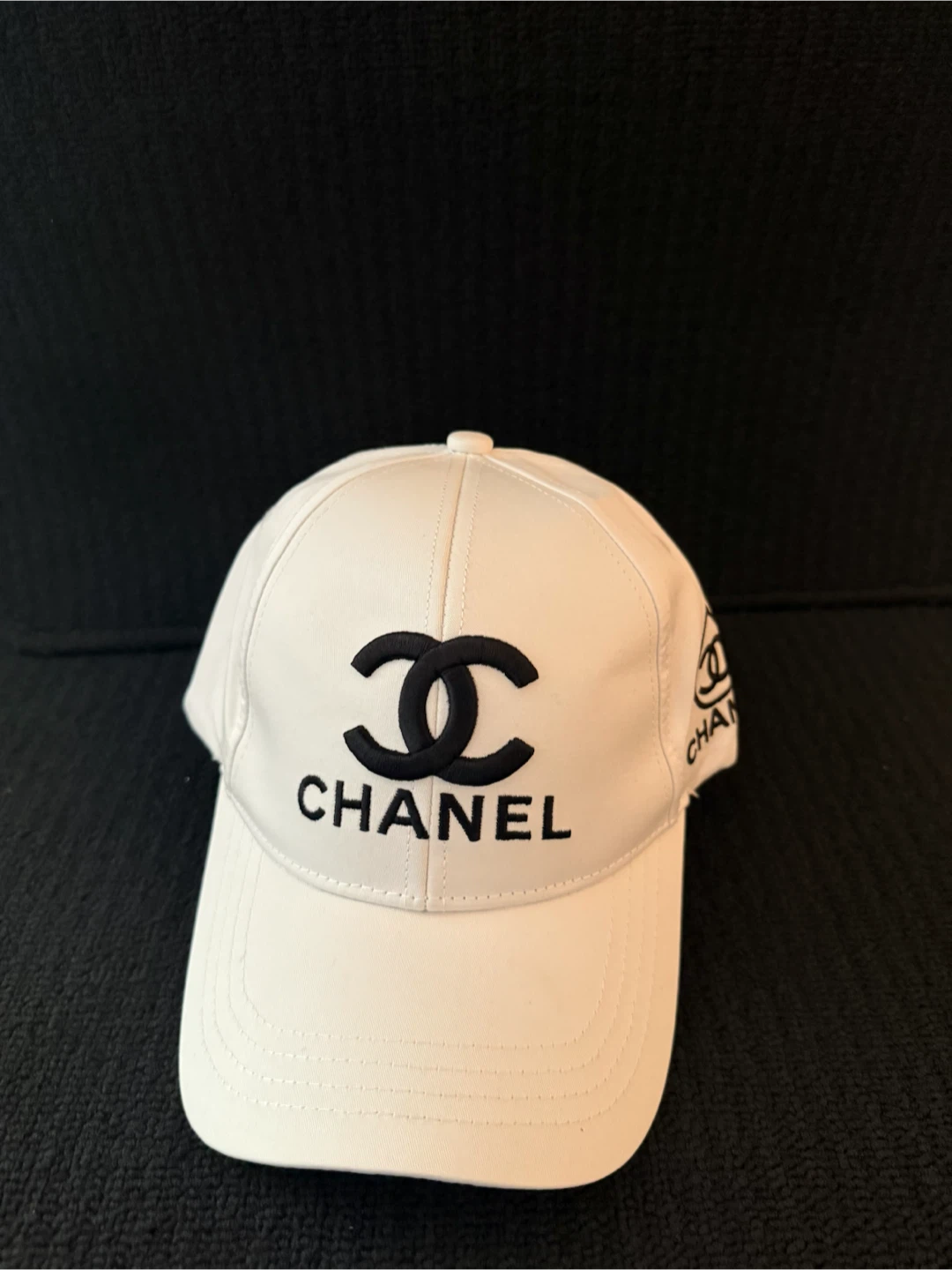 White CHANEL  Cap
