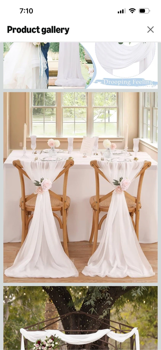 New 3 pack White Chiffon Draping Fabric for Decorations - photo 2