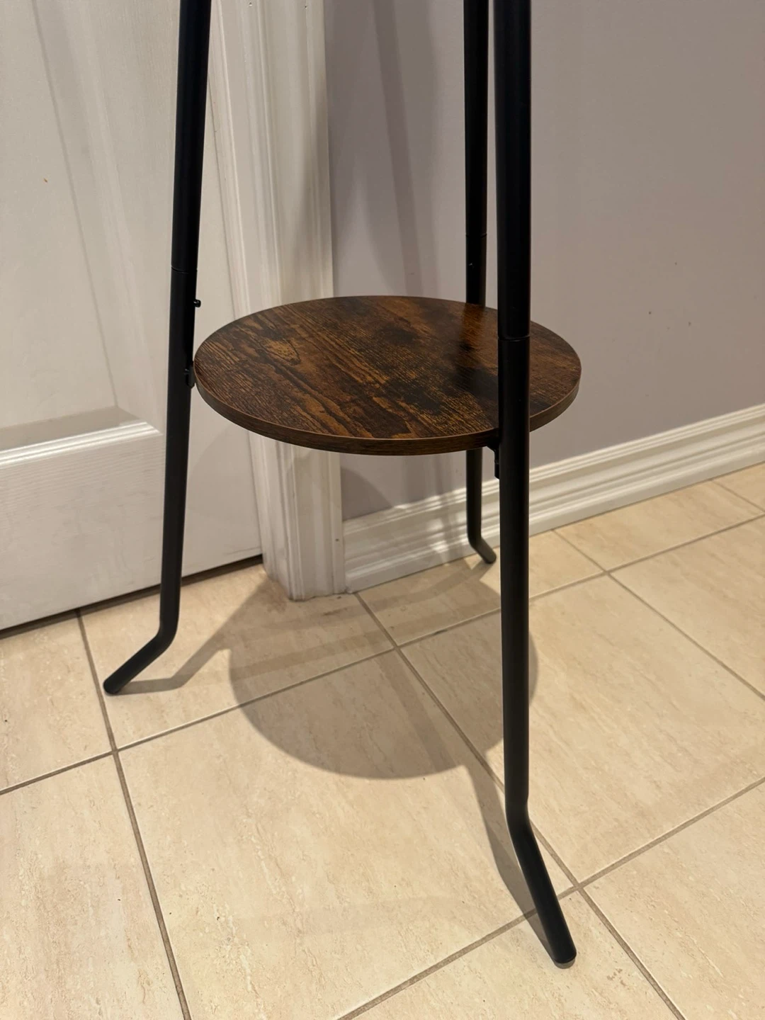 Black Metal Coat Rack with Wood Shelf - photo 3