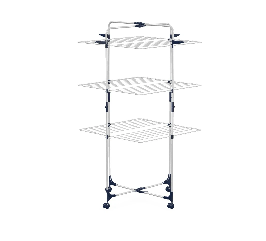 3-Tier Foldable Laundry Clothes Drying Rack on Wheels