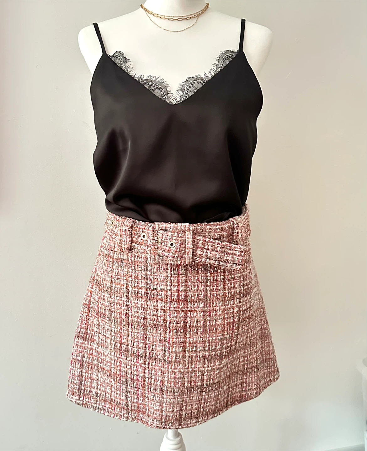 Zara Tweed Mini Skirt with Belt - Size M - photo 2