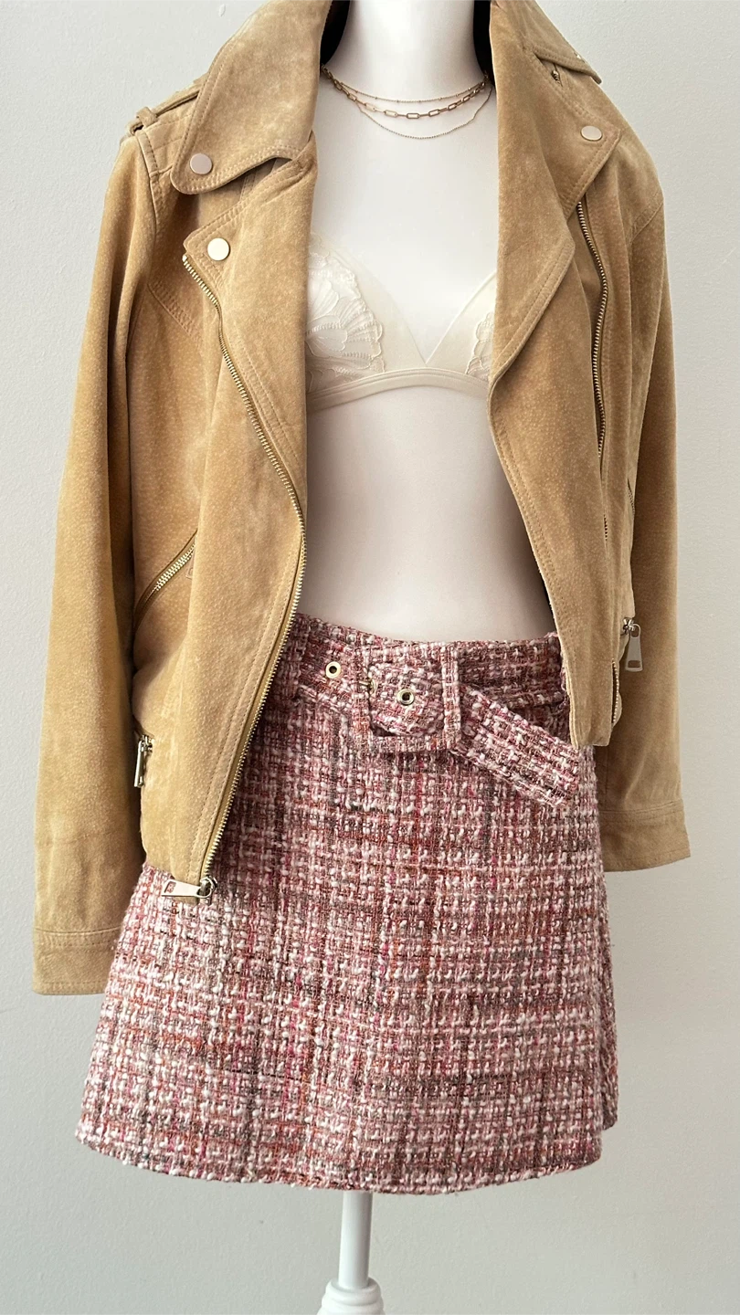 Zara Tweed Mini Skirt with Belt - Size M - photo 3