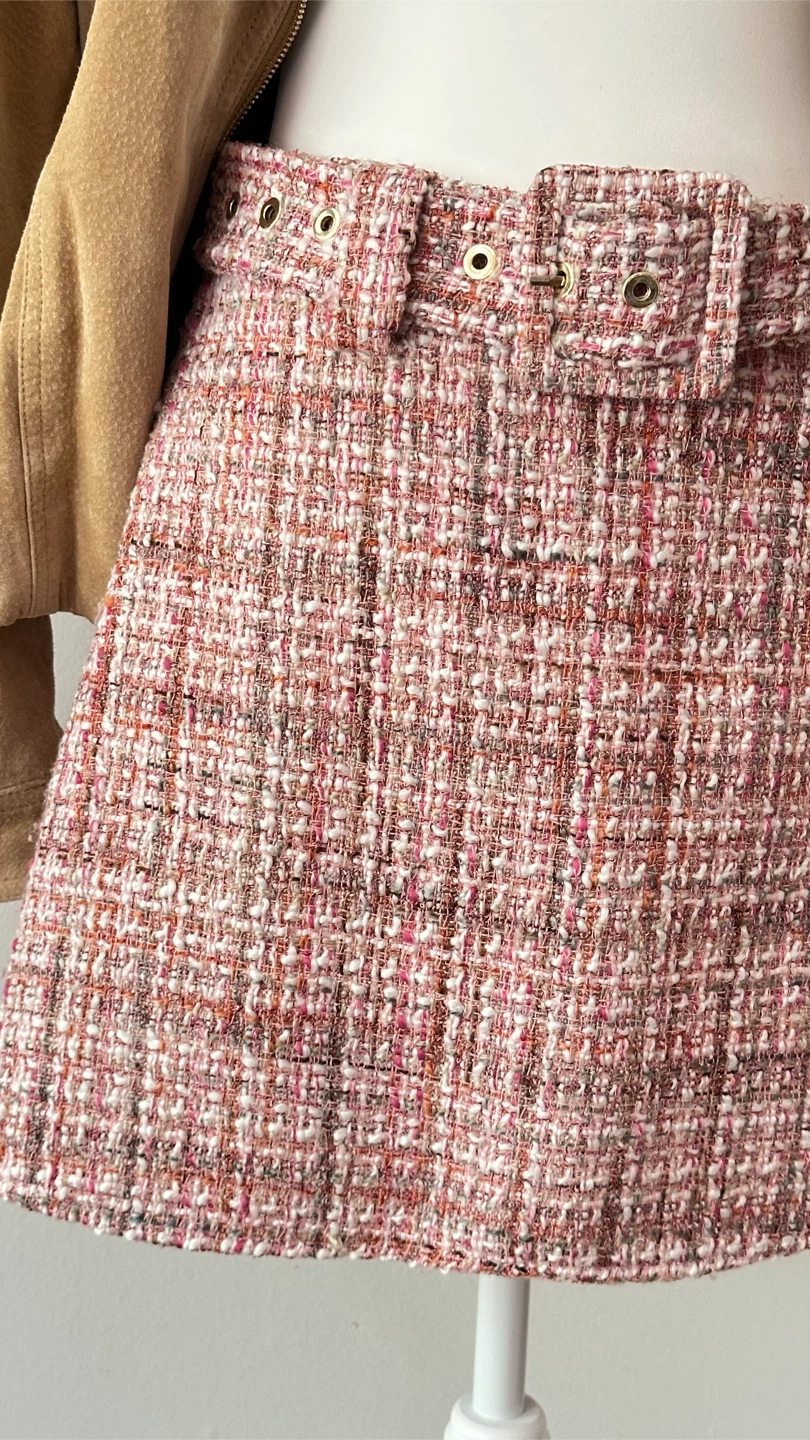Zara Tweed Mini Skirt with Belt - Size M - photo 4
