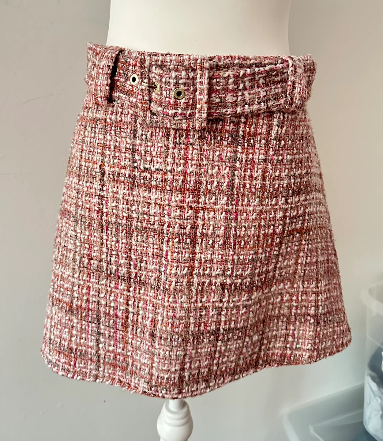 Zara Tweed Mini Skirt with Belt - Size M