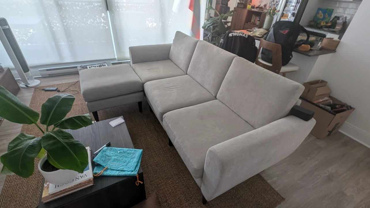 Light grey modular 3-seater sofa with movable ottoman - photo 3