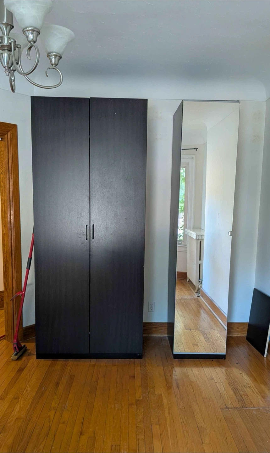 IKEA pax Dark Wood Wardrobe with Mirror door