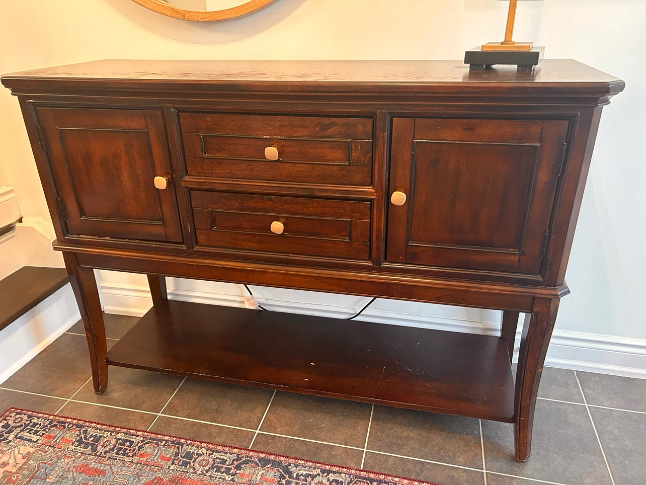 Wooden Sideboard with Drawers and Cabinet