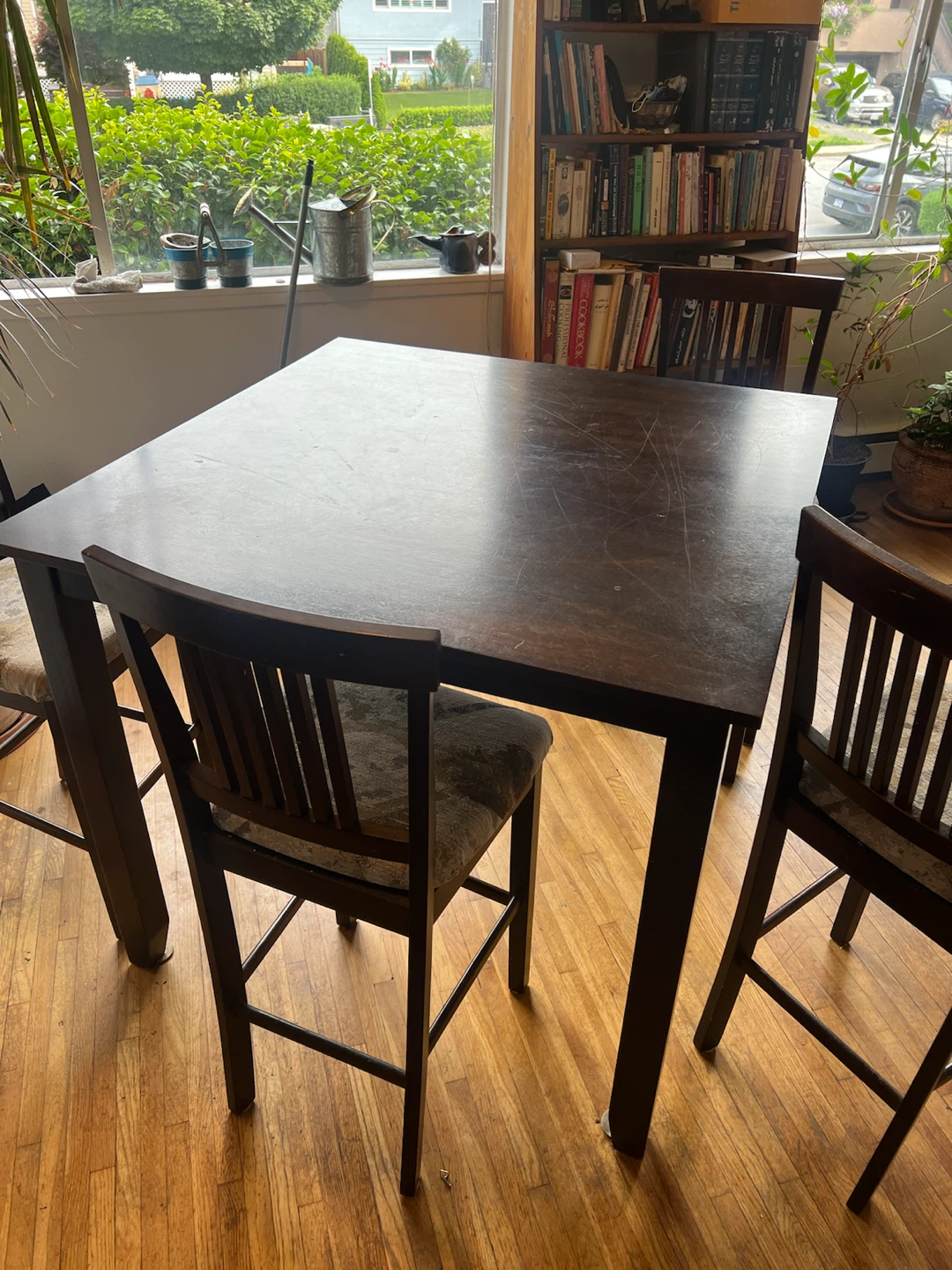 Dark Wood Square Dining Table with 4 Chairs - photo 2