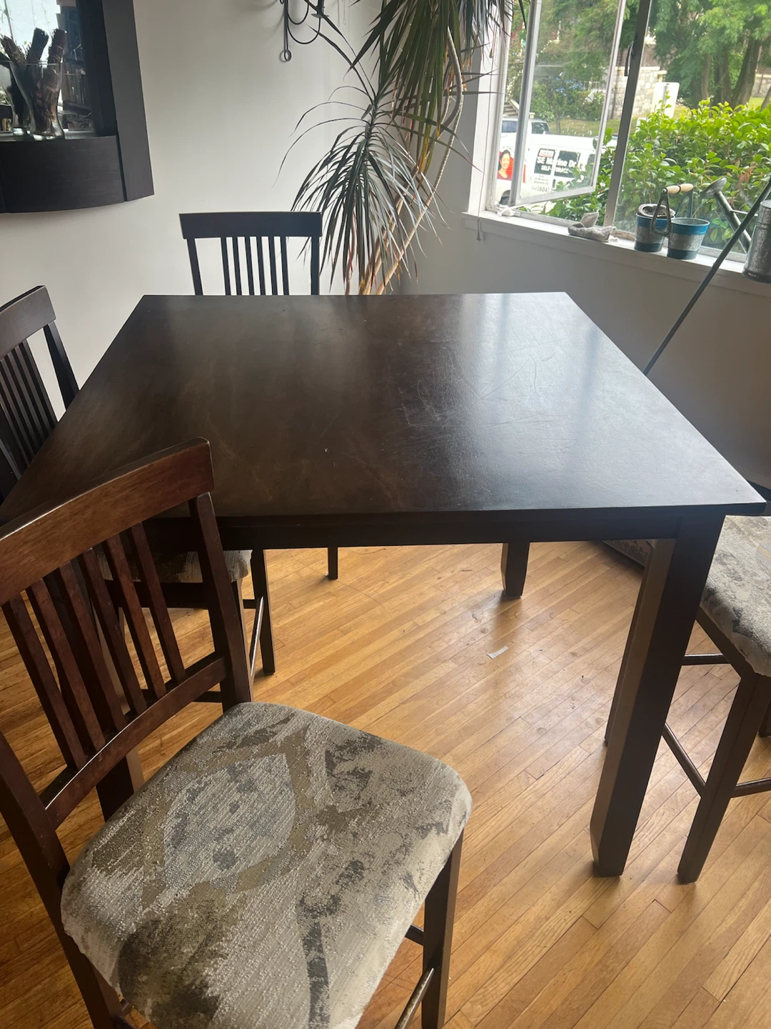 Dark Wood Square Dining Table with 4 Chairs - photo 5
