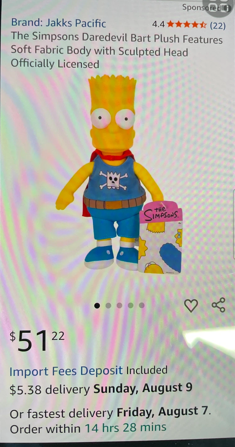 The Simpsons Daredevil Bart Plush - photo 3