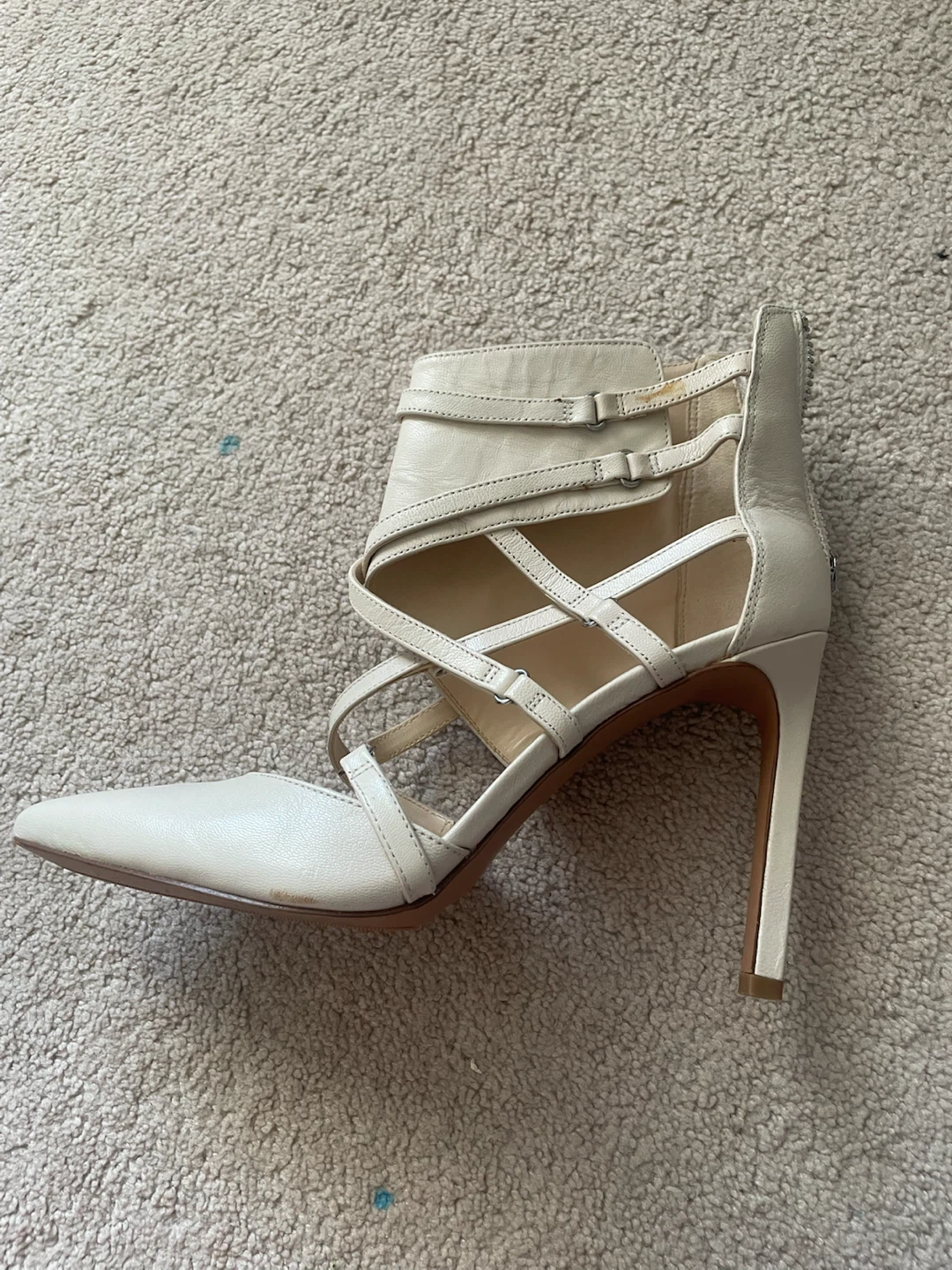 Cream Leather Strappy Heels size 7