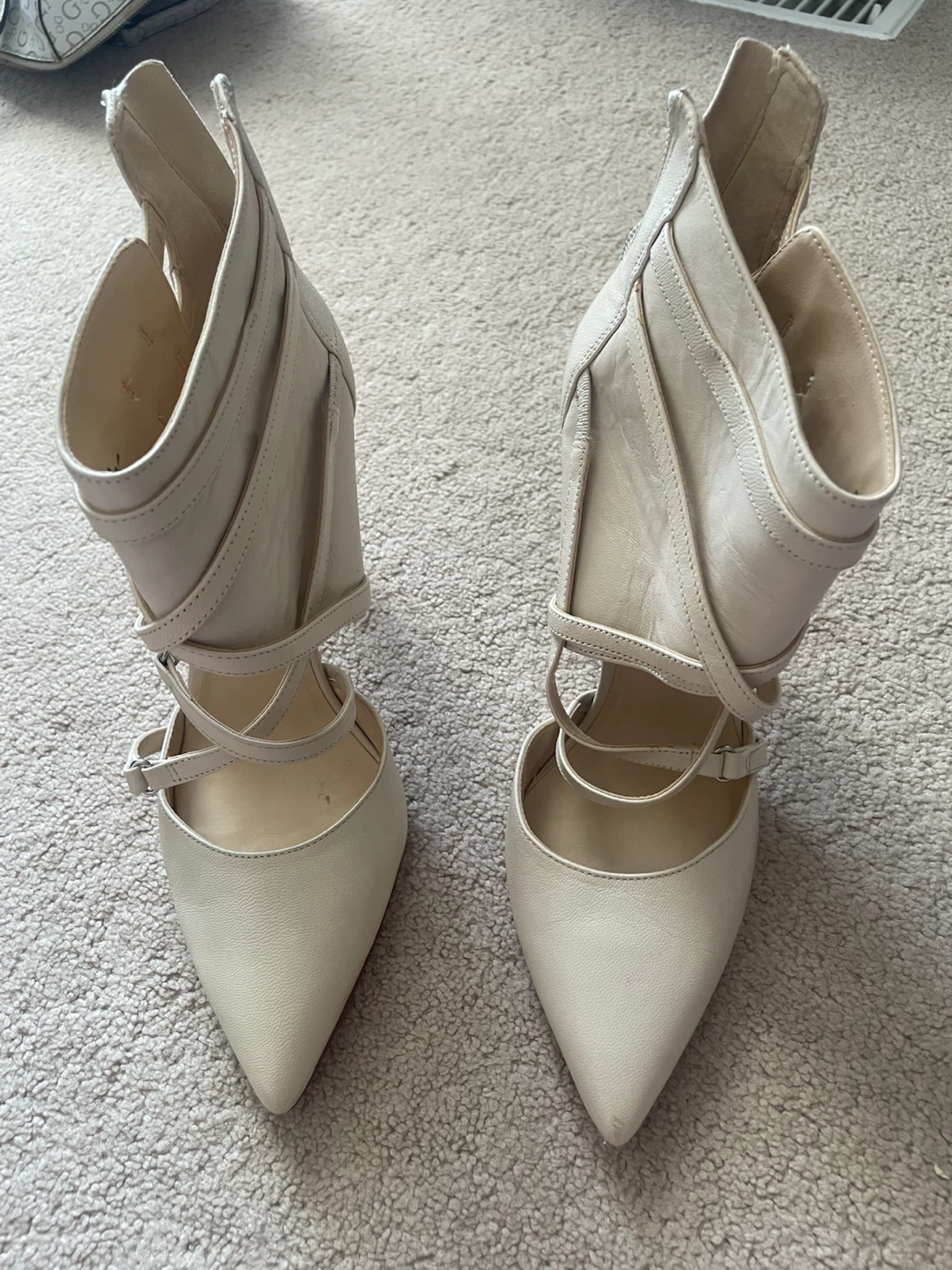 Cream Leather Strappy Heels size 7 - photo 2