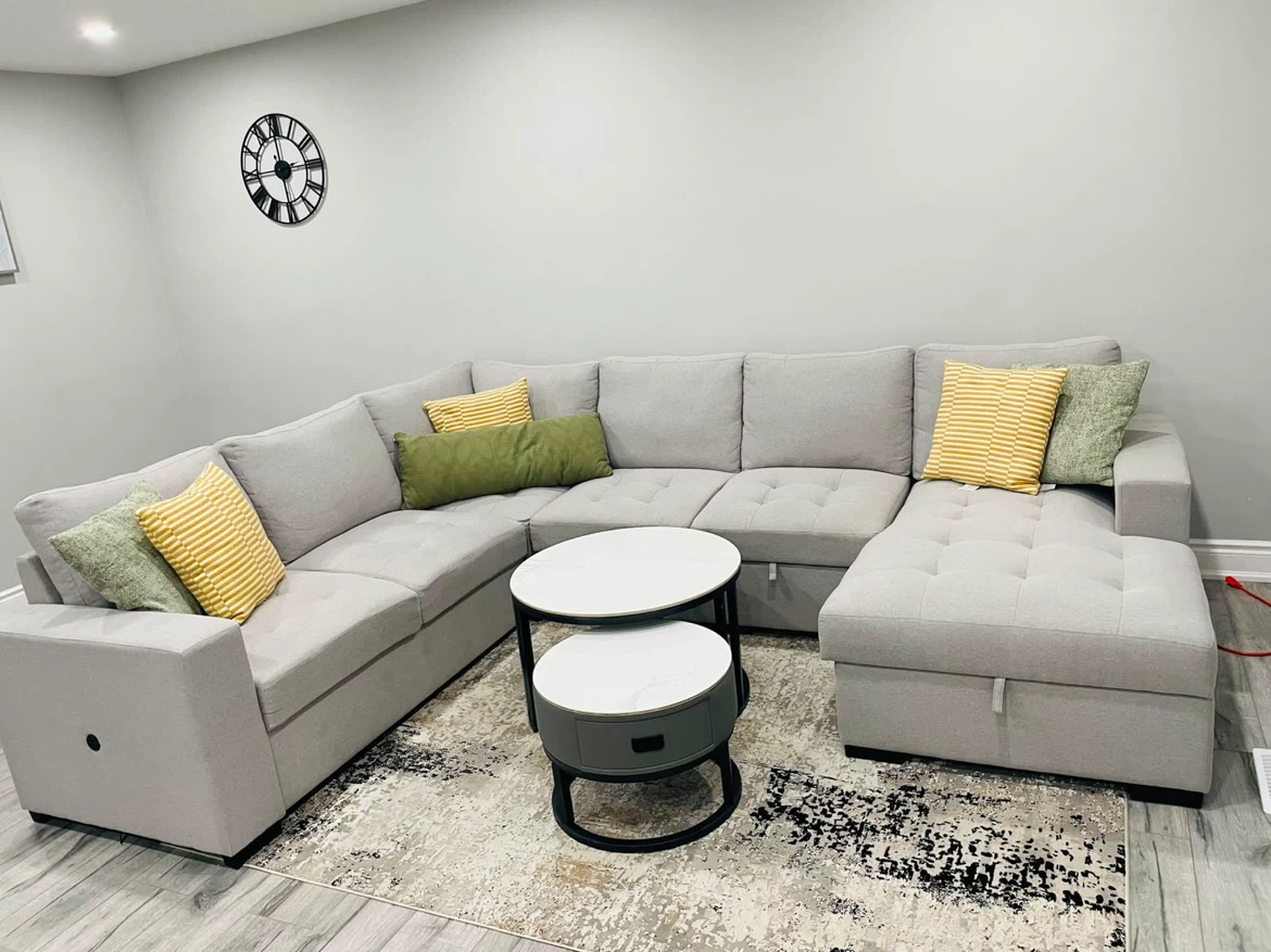 Light Grey Sectional Sofa with Storage