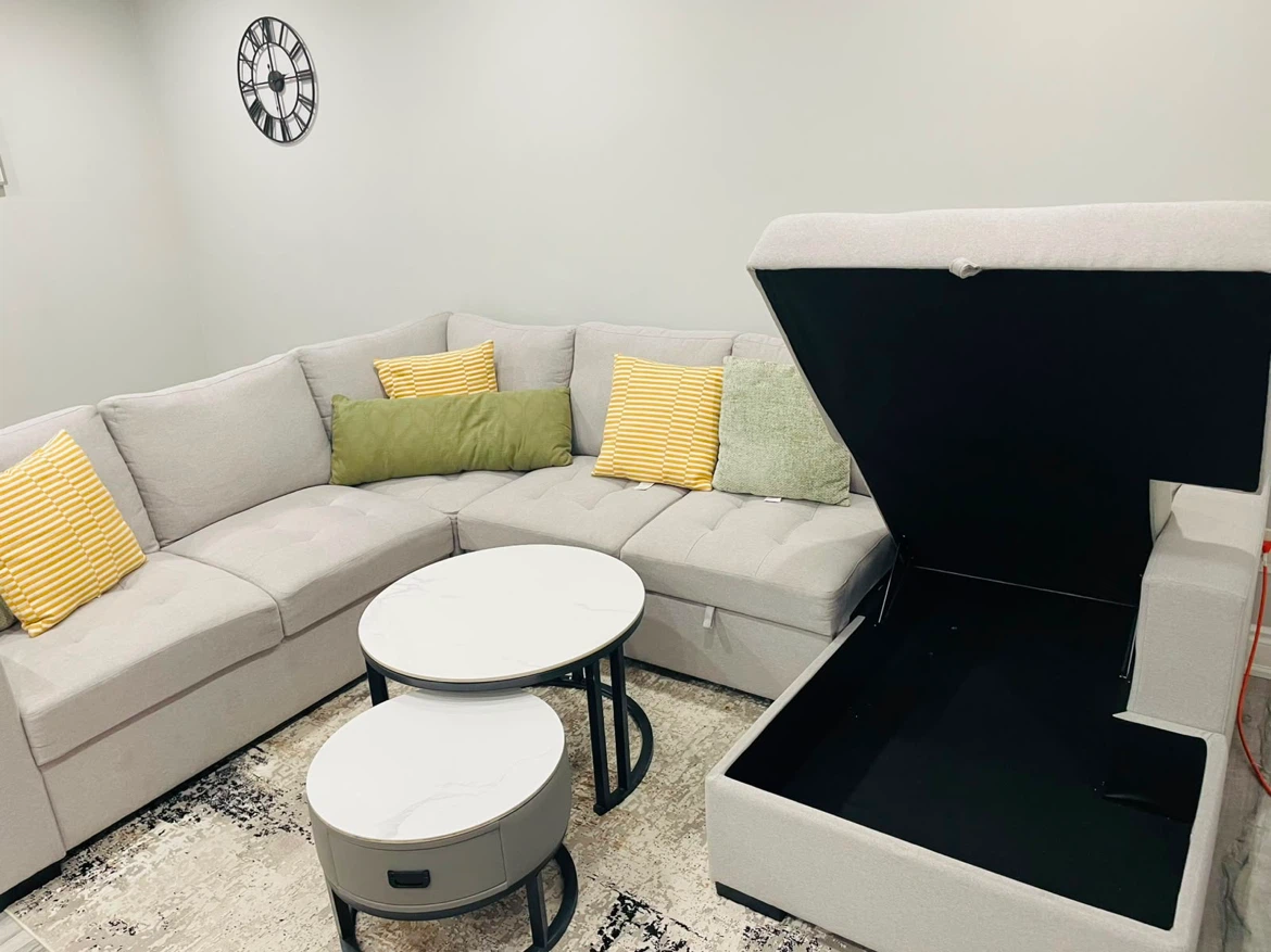 Light Grey Sectional Sofa with Storage - photo 2