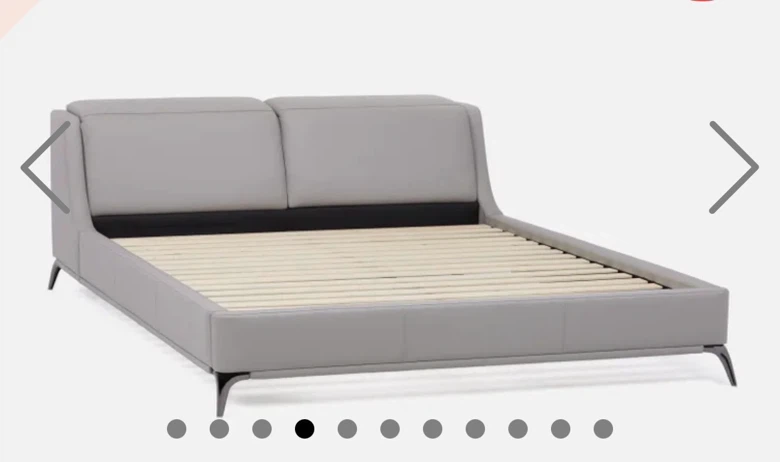 Grey Leather Platform Queen Bed Frame- Structube